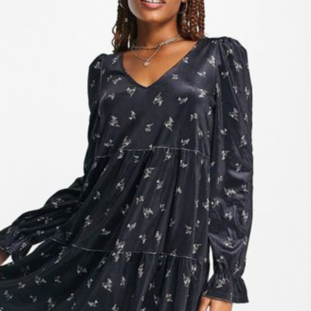 MONKI velvet smock mini dress XL